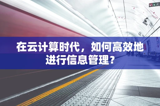 在云计算时代，如何高效地进行信息管理？